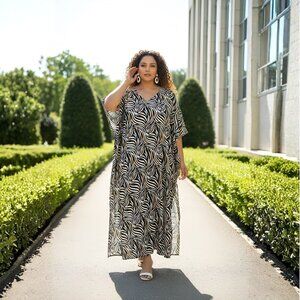 Gypsie Blu Plus Size Women Kaftan Dress Polyester Maxi Dresses Kimono Sleeve